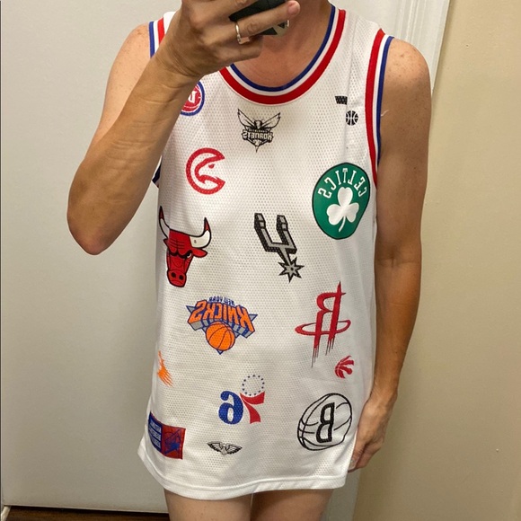 White NBA Team Logo Jersey - Picture 1 of 8